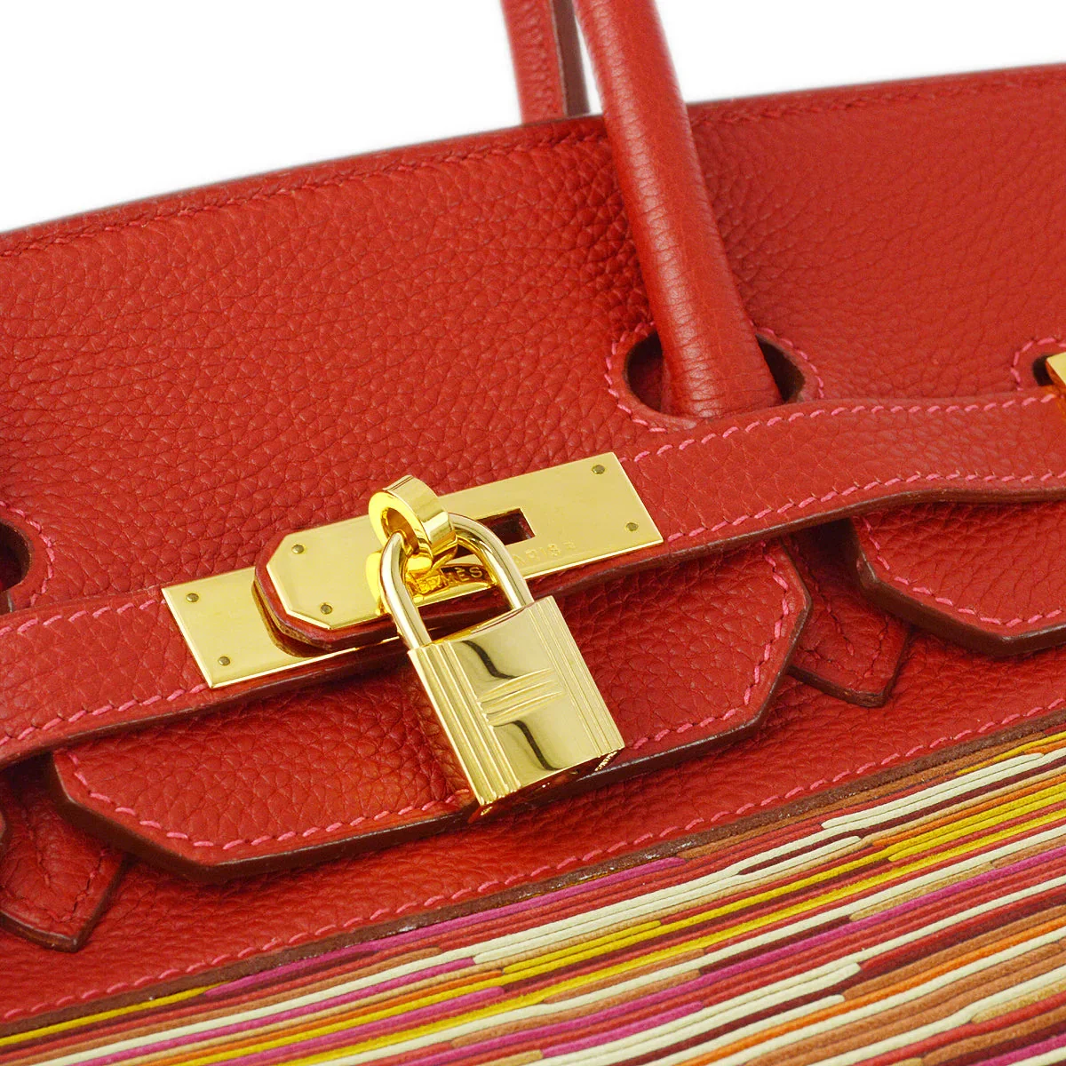 Hermes 2003 Vibrato Togo Red Birkin 35 Handbag - Image 5