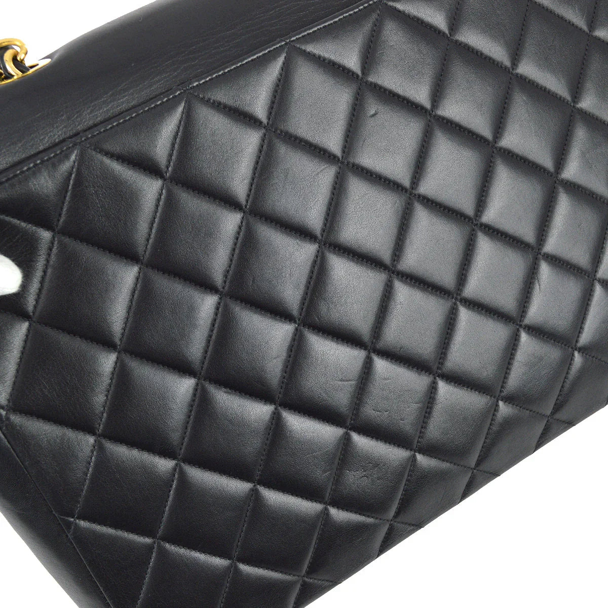 Chanel 1991-1994 Black Lambskin Maxi Straight CC Flap - Image 4