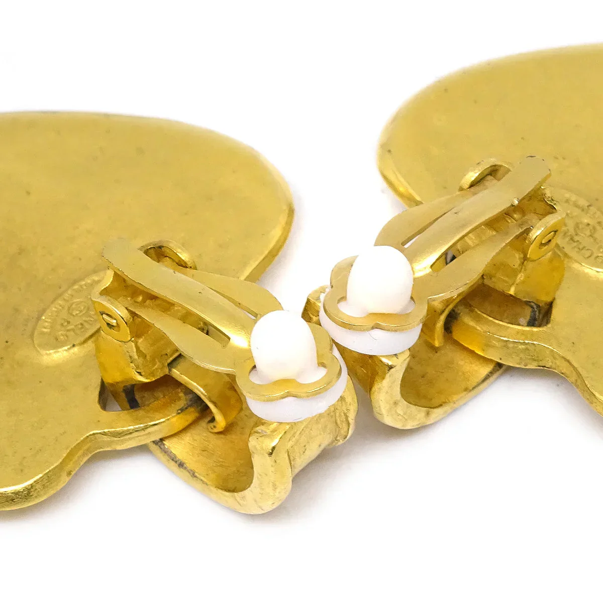 Chanel Dangle Heart Earrings Clip-On Gold 95P - Image 3
