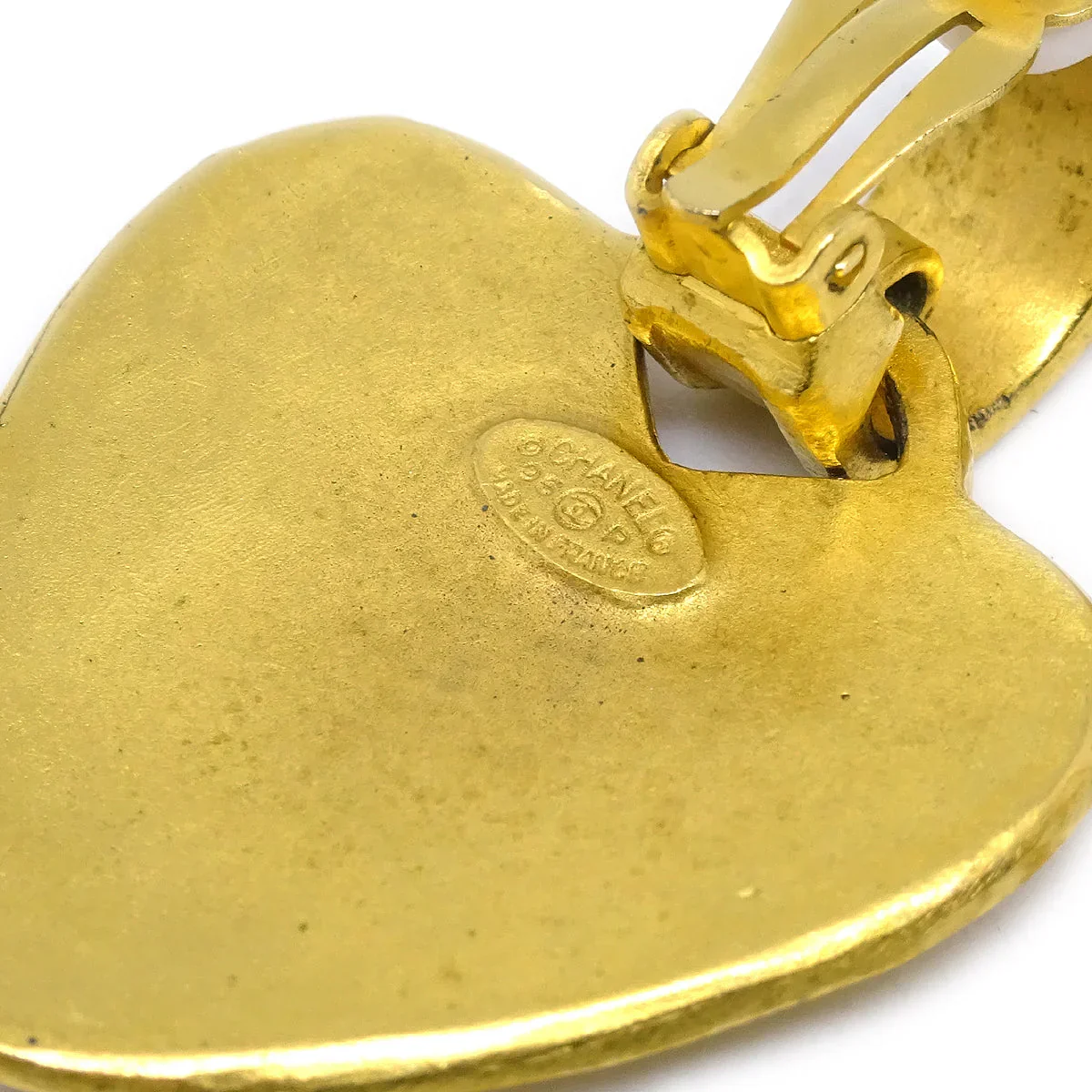 Chanel Dangle Heart Earrings Clip-On Gold 95P - Image 4