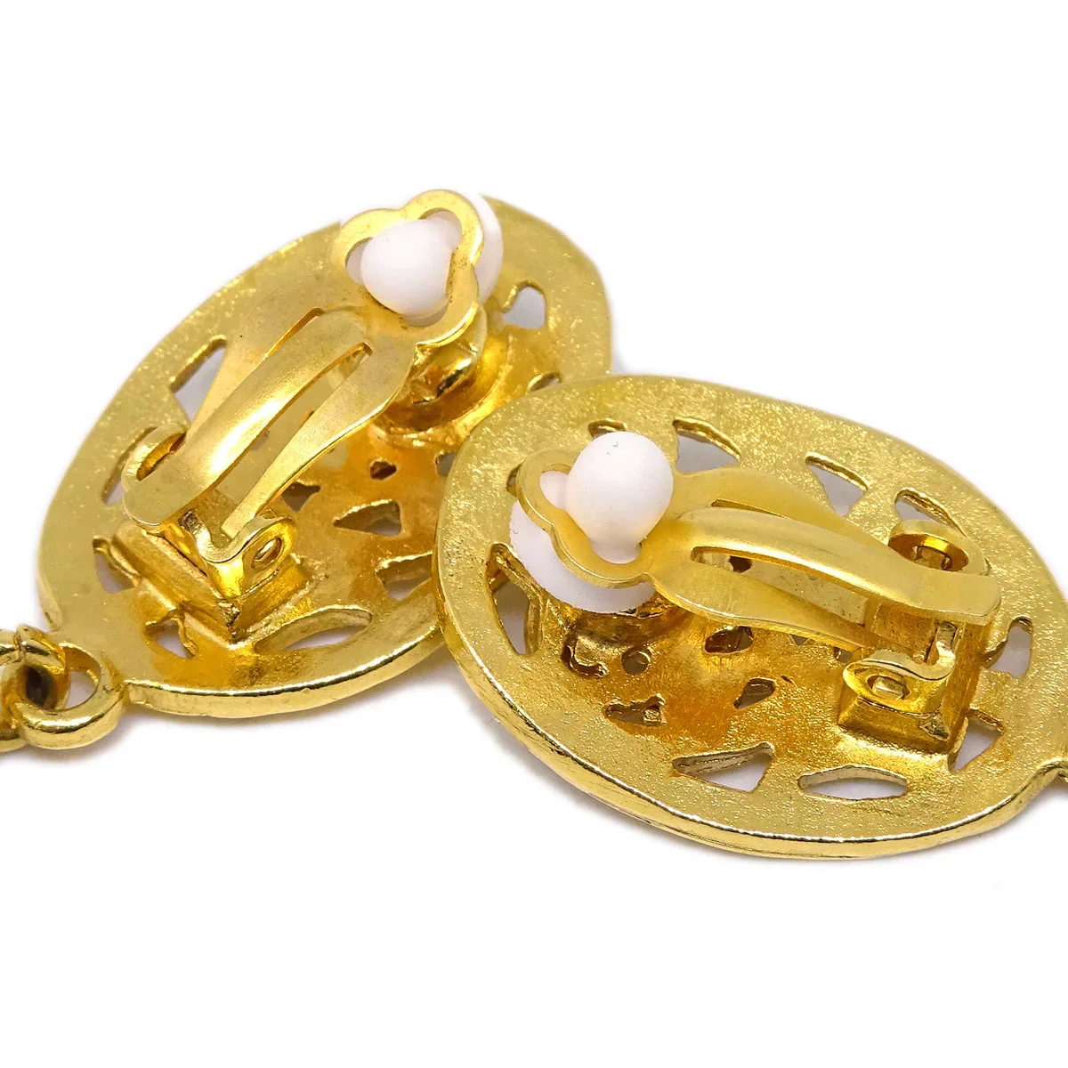 Chanel Gold Dangle Earrings Clip-On 95A - Image 2