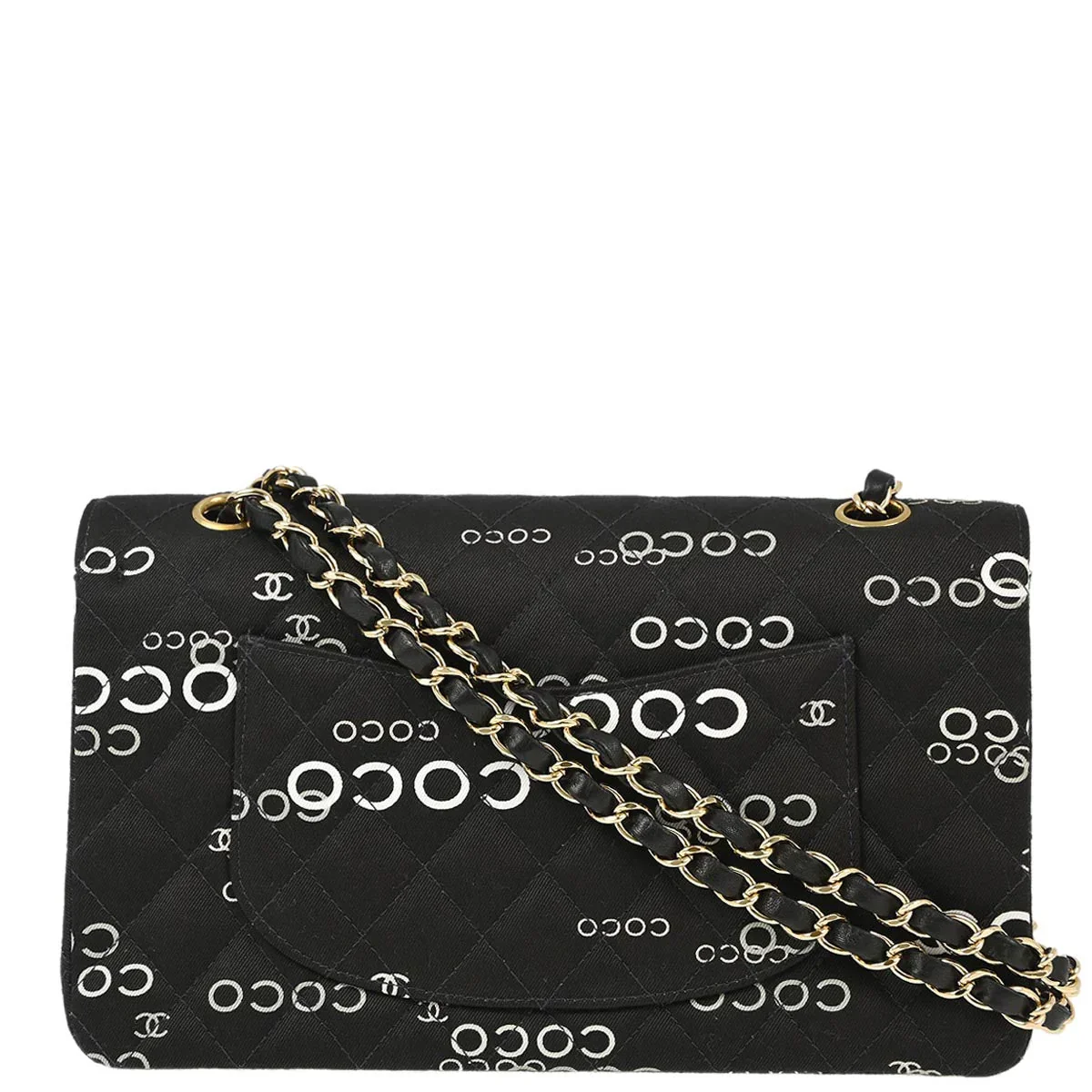 Chanel Black Canvas COCO Medium Classic Double Flap Shoulder Bag - Image 2