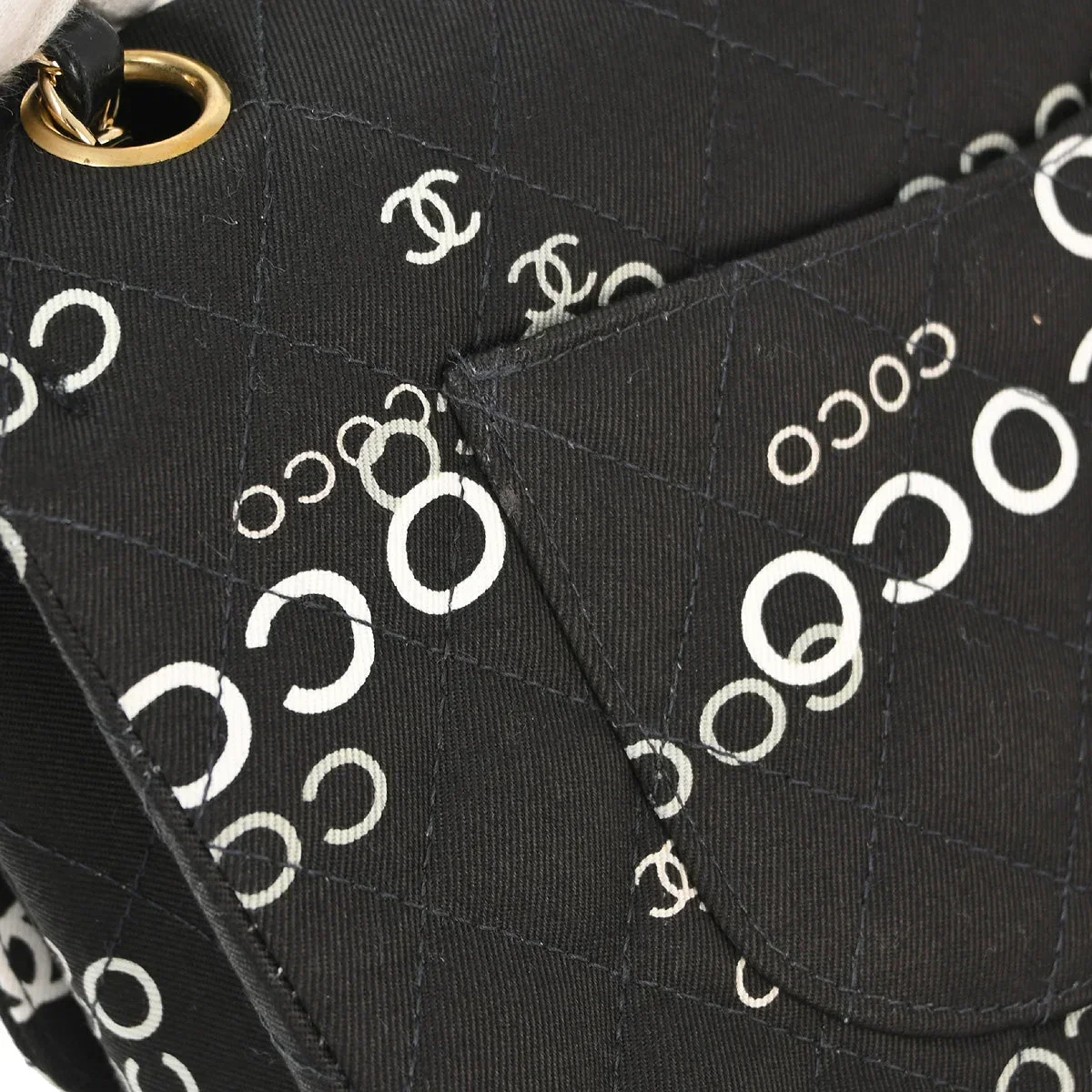 Chanel Black Canvas COCO Medium Classic Double Flap Shoulder Bag - Image 6