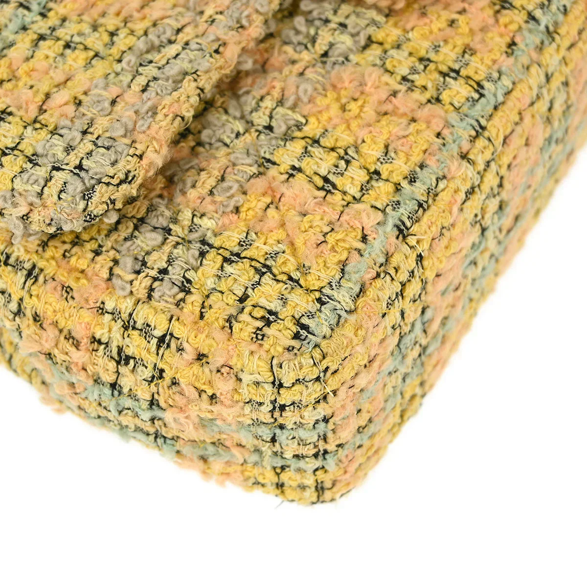 Chanel Yellow Tweed Classic Single Flap 2 in 1 Hand Bag Set - Image 3
