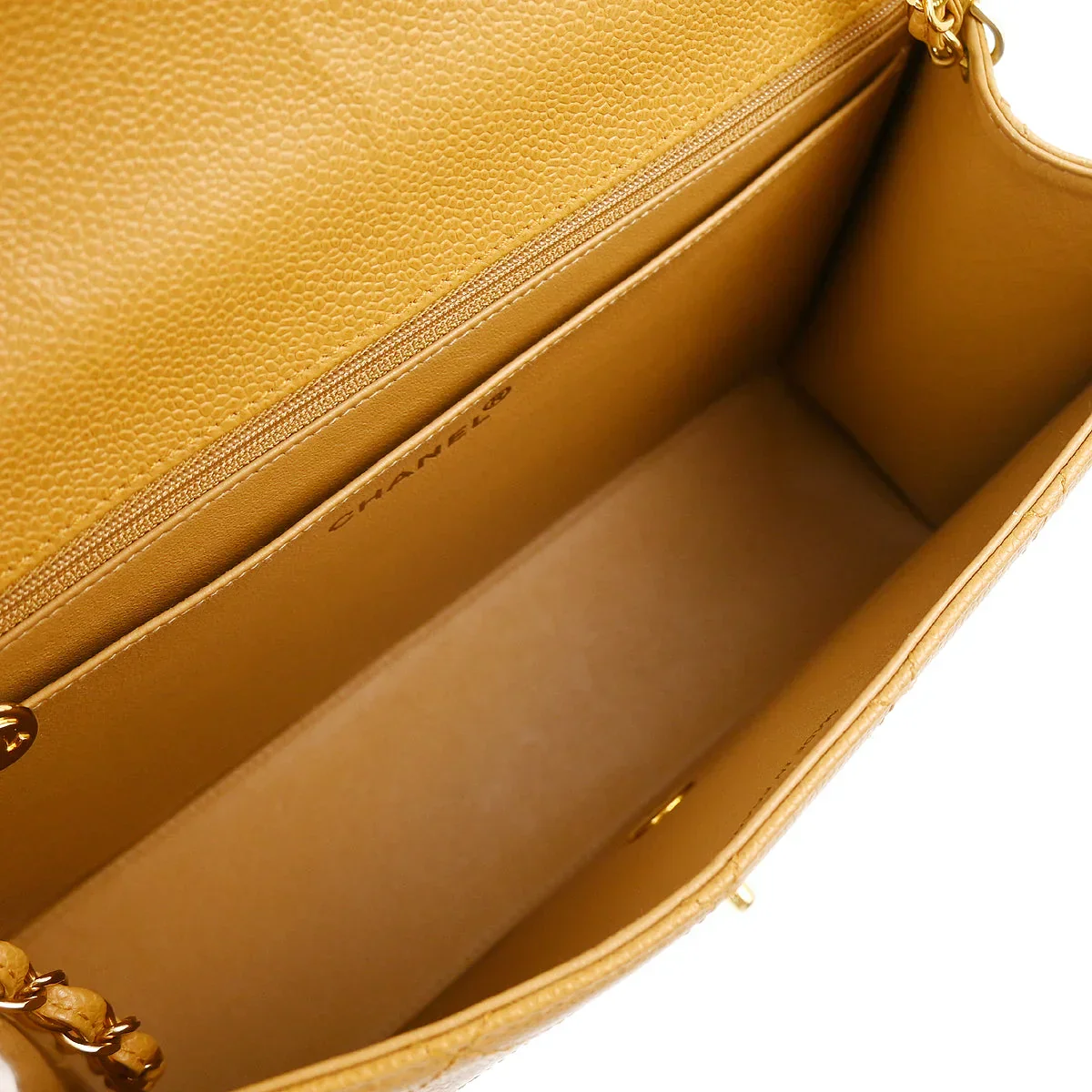 Chanel Beige Caviar Single Flap Shoulder Bag - Image 6