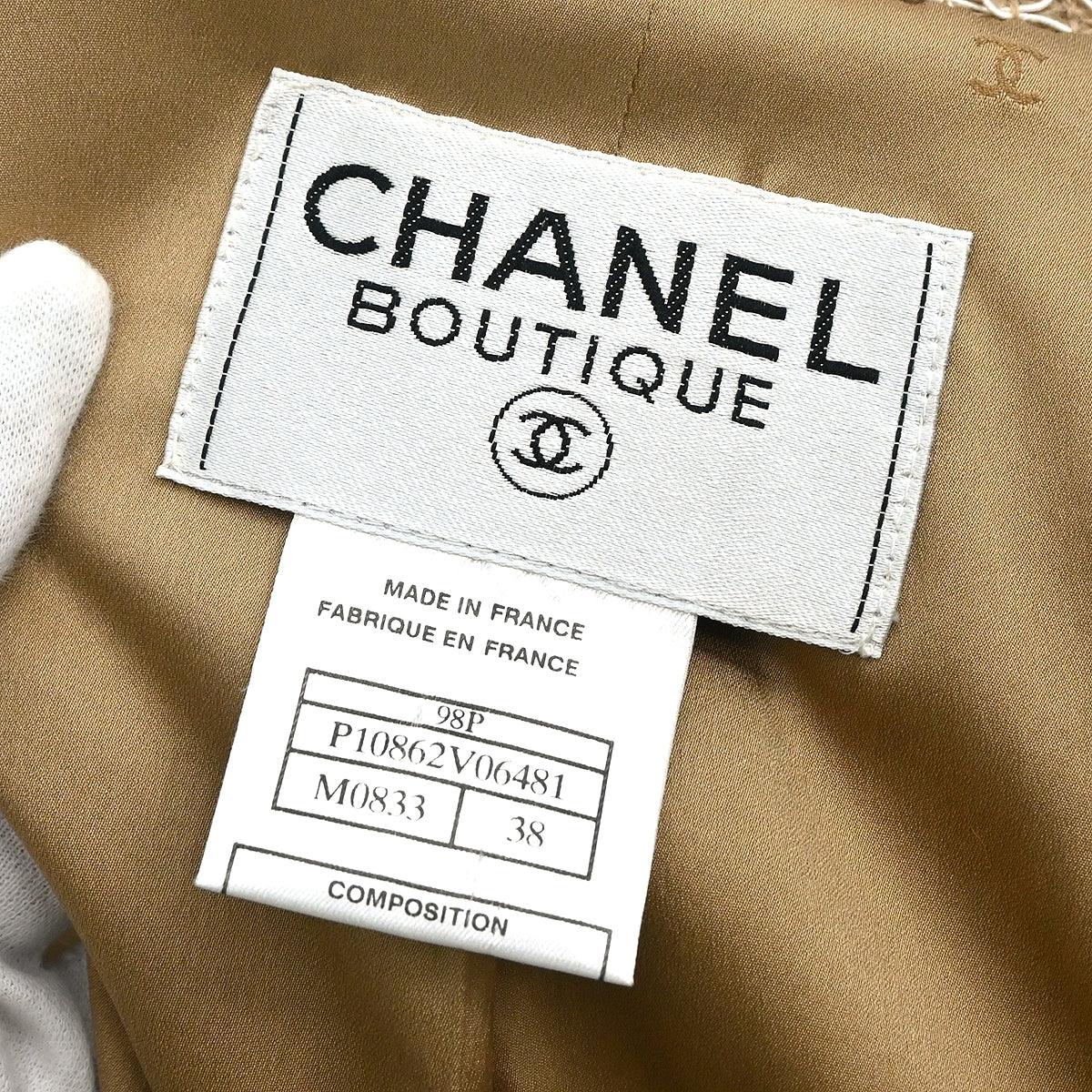 Chanel 1998 Single Breasted Jacket Beige #38 - Image 6