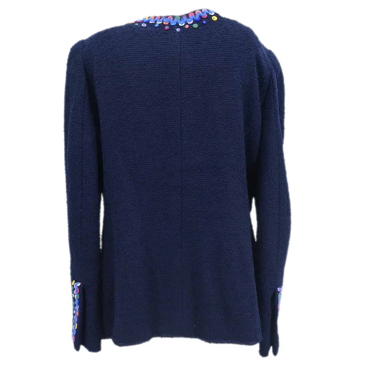 Chanel 1997 Collarless Zip Up Jacket Navy #44 - Image 2