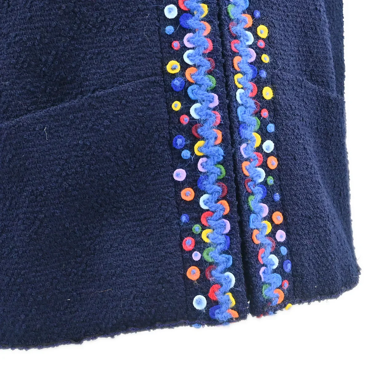 Chanel 1997 Collarless Zip Up Jacket Navy #44 - Image 4