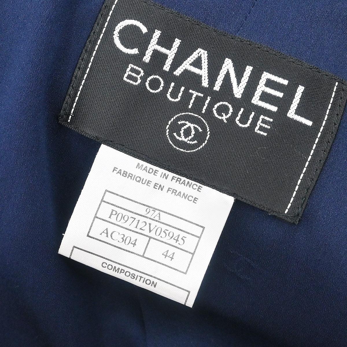 Chanel 1997 Collarless Zip Up Jacket Navy #44 - Image 9