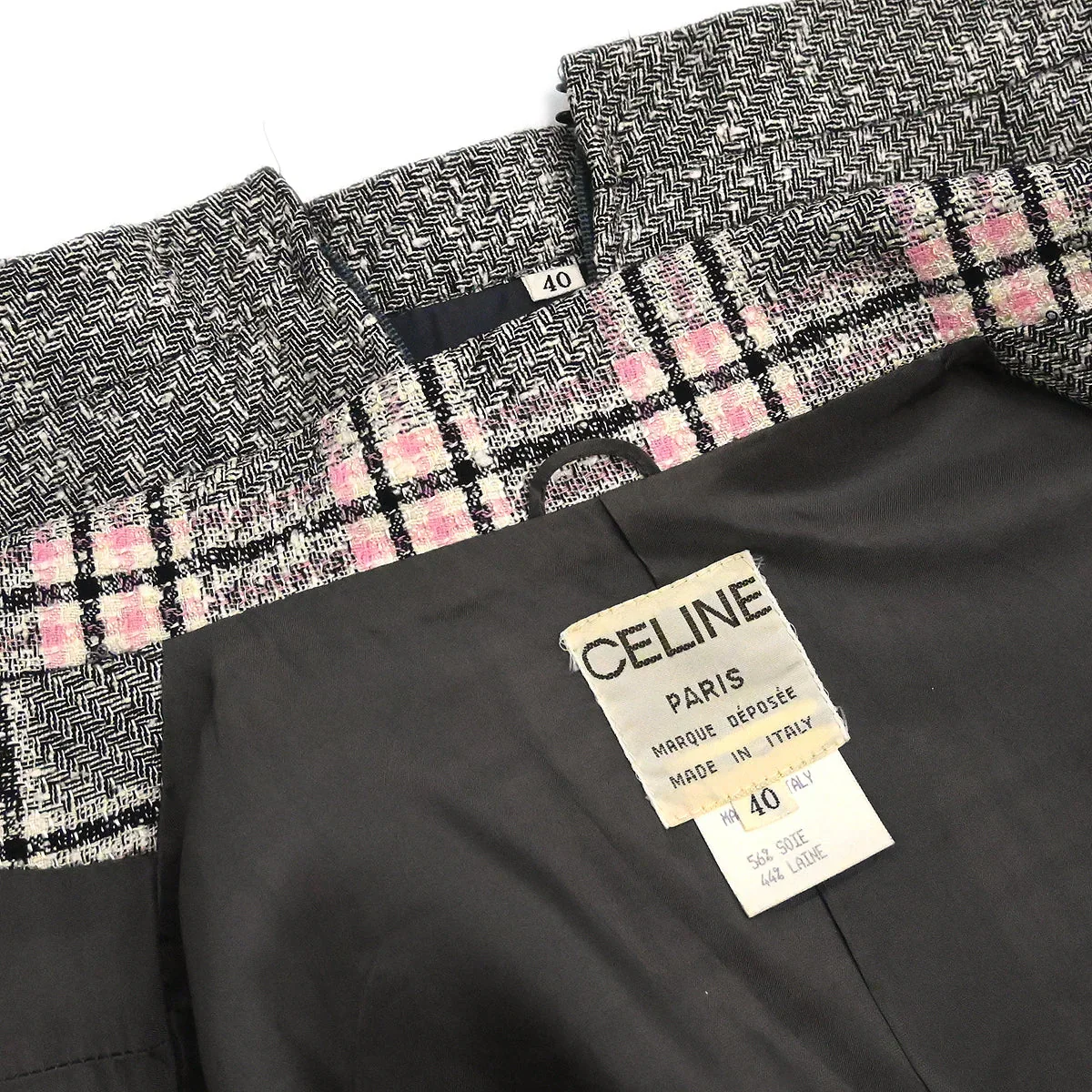 Celine Setup Suit Jacket Skirt Gray #40 - Image 8
