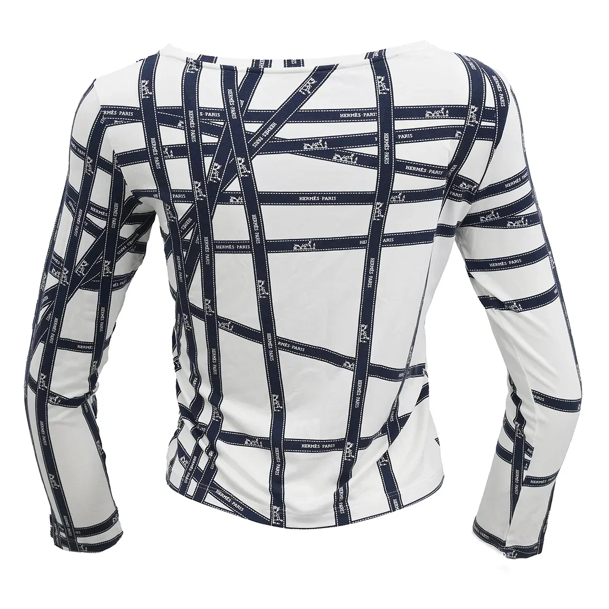 Hermes Long Sleeve T-shirt Top White #SM - Image 2
