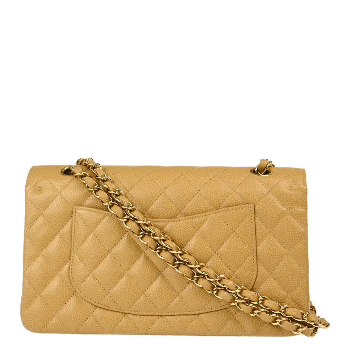 Chanel 2003-2004 Beige Caviar Medium Classic Double Flap Shoulder Bag - Image 2