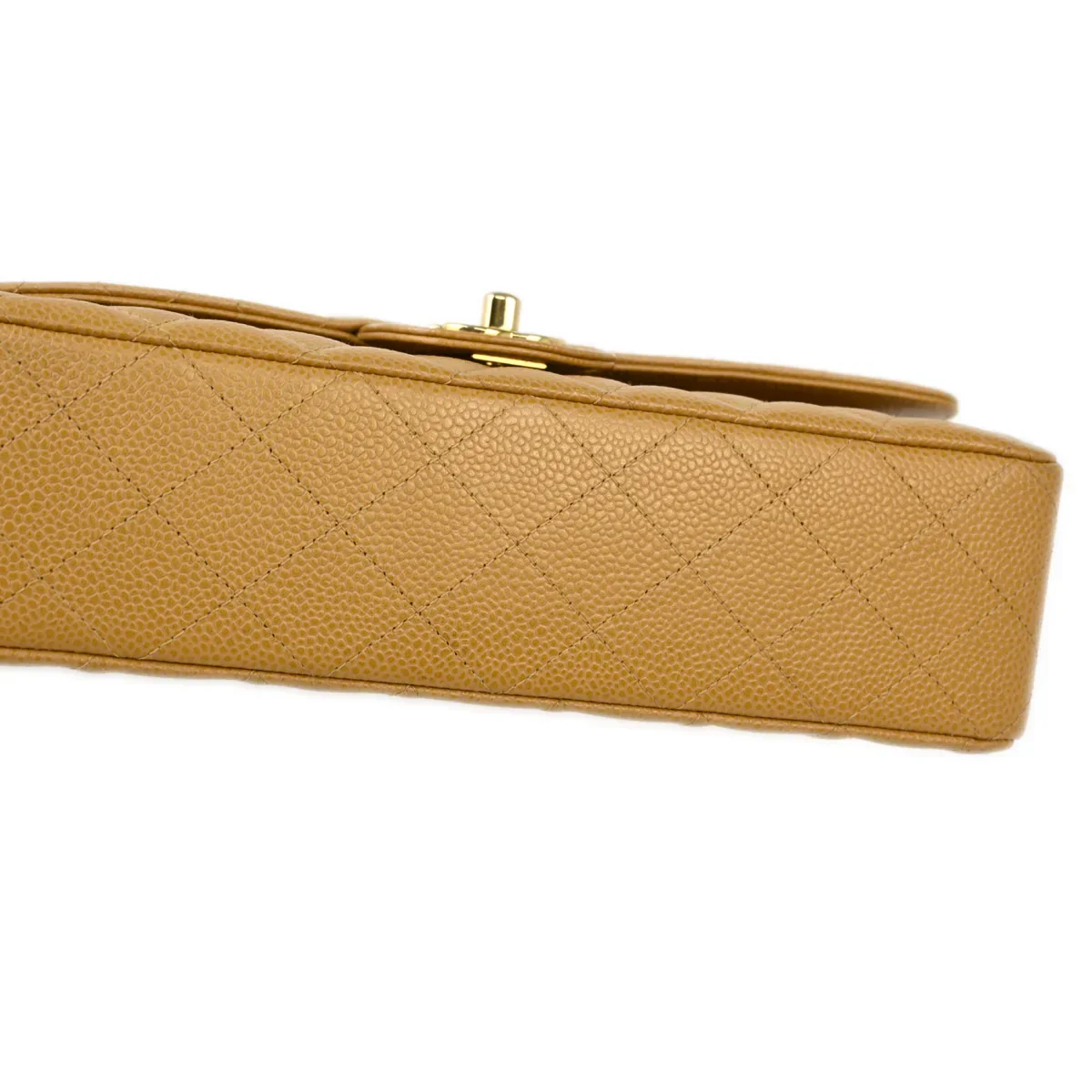 Chanel 2003-2004 Beige Caviar Medium Classic Double Flap Shoulder Bag - Image 3