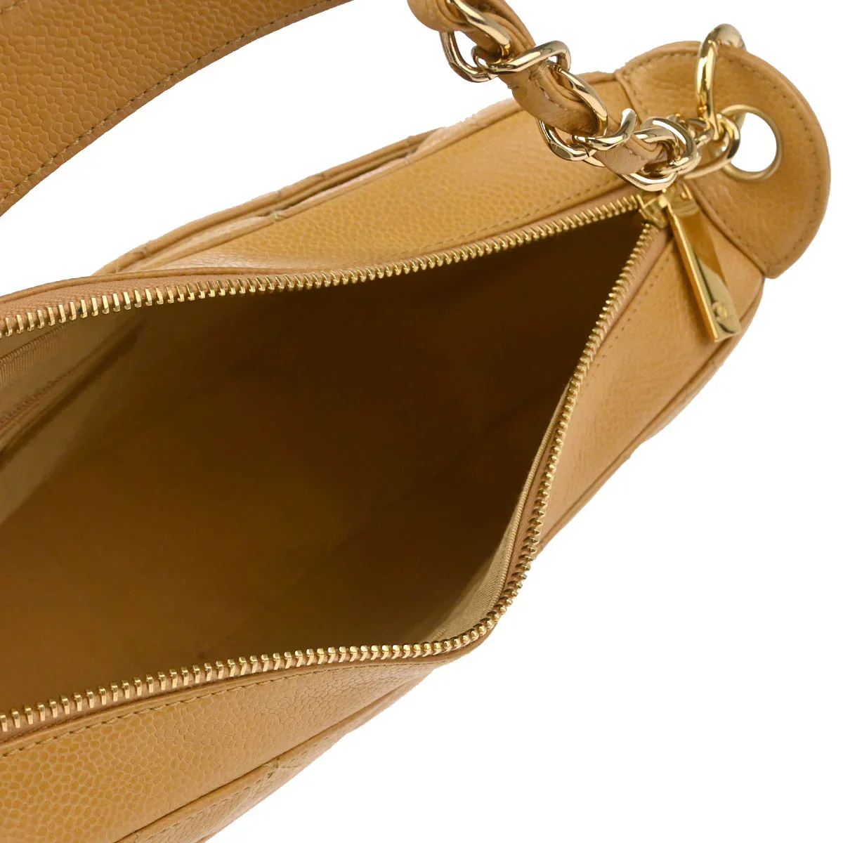 Chanel 2005-2006 Beige Caviar Chain Shoulder Bag - Image 4