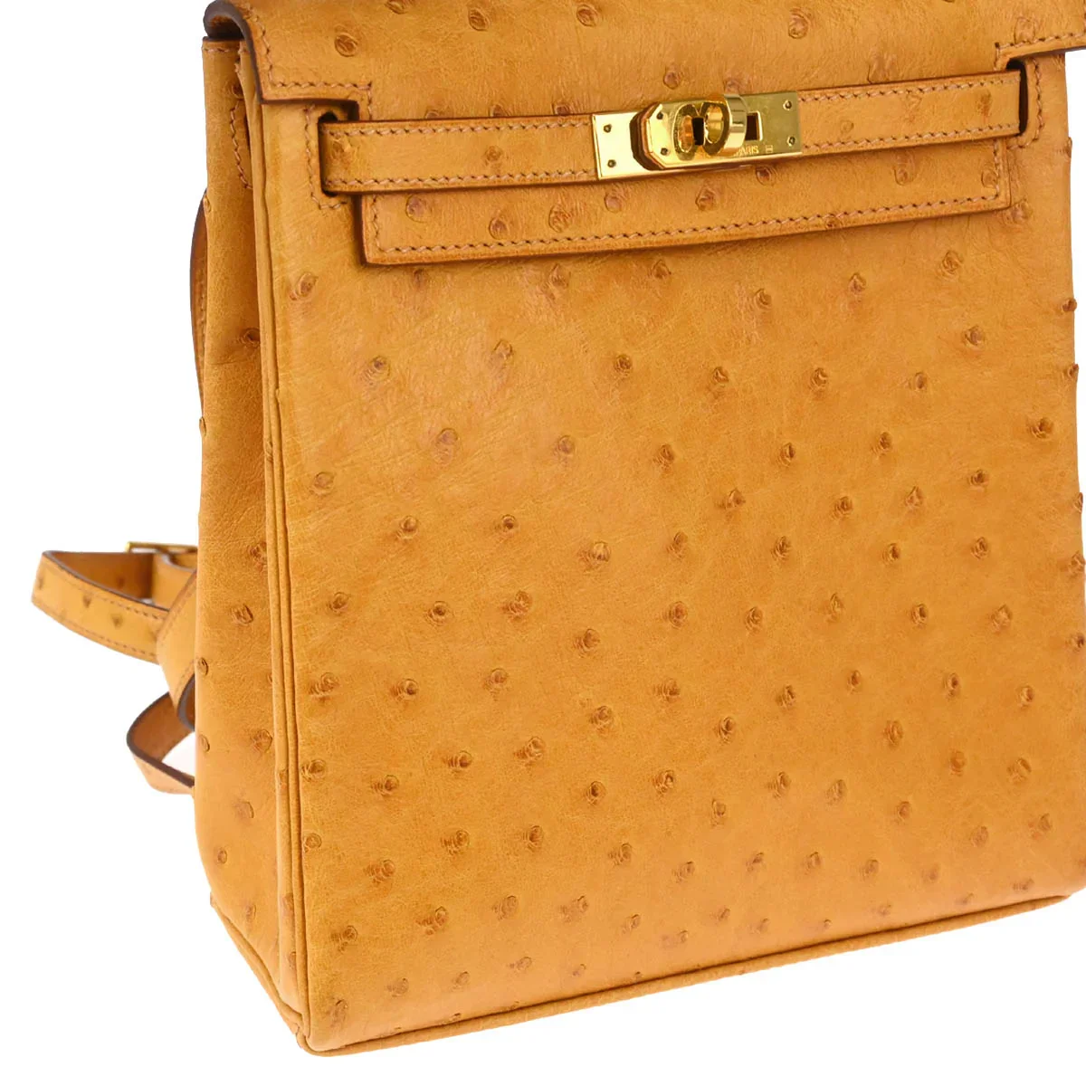 Hermes * 2000 Saffron Ostrich Kelly A Dos PM Backpack - Image 3