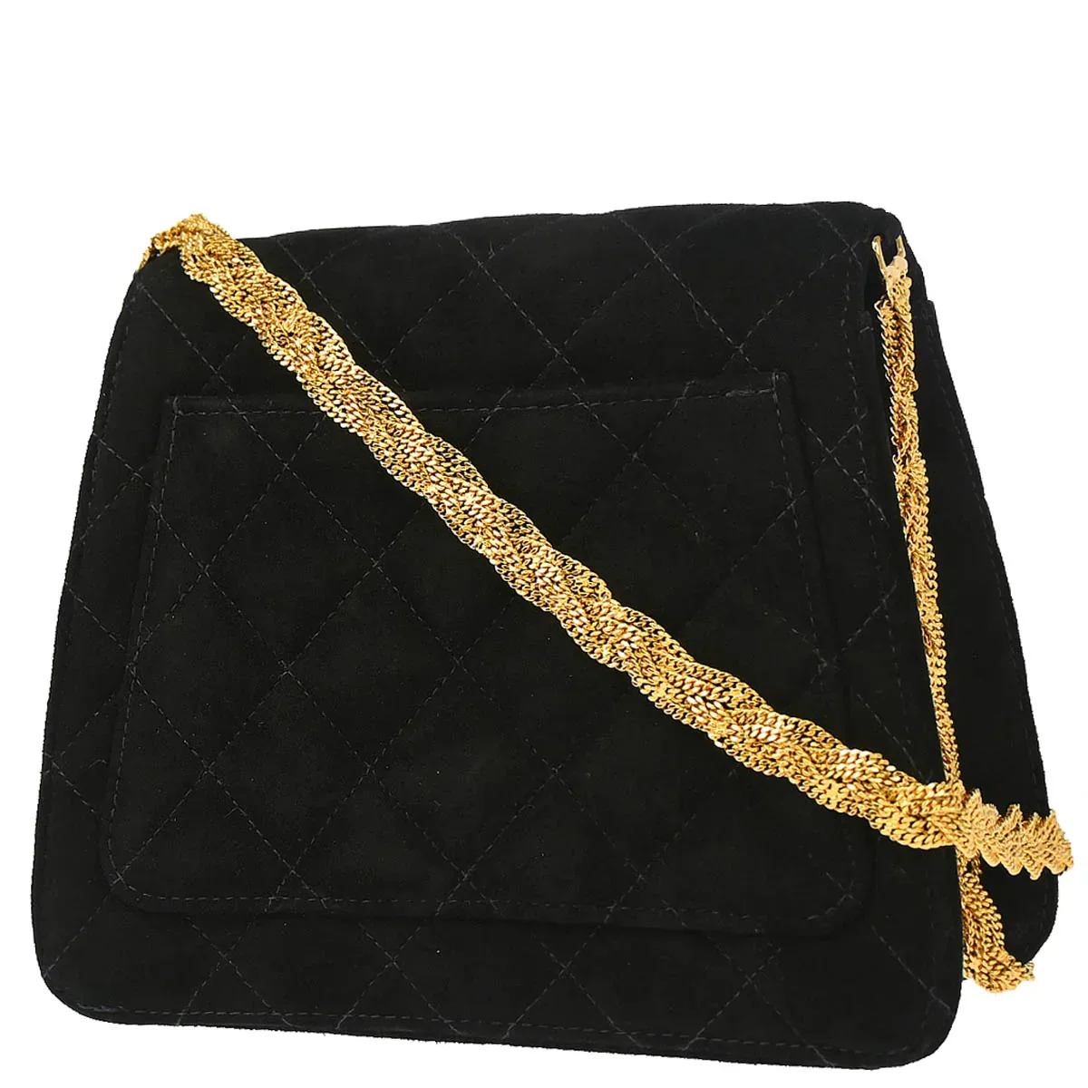 Chanel 1997-1999 Black Suede Single Flap Shoulder Bag - Image 2
