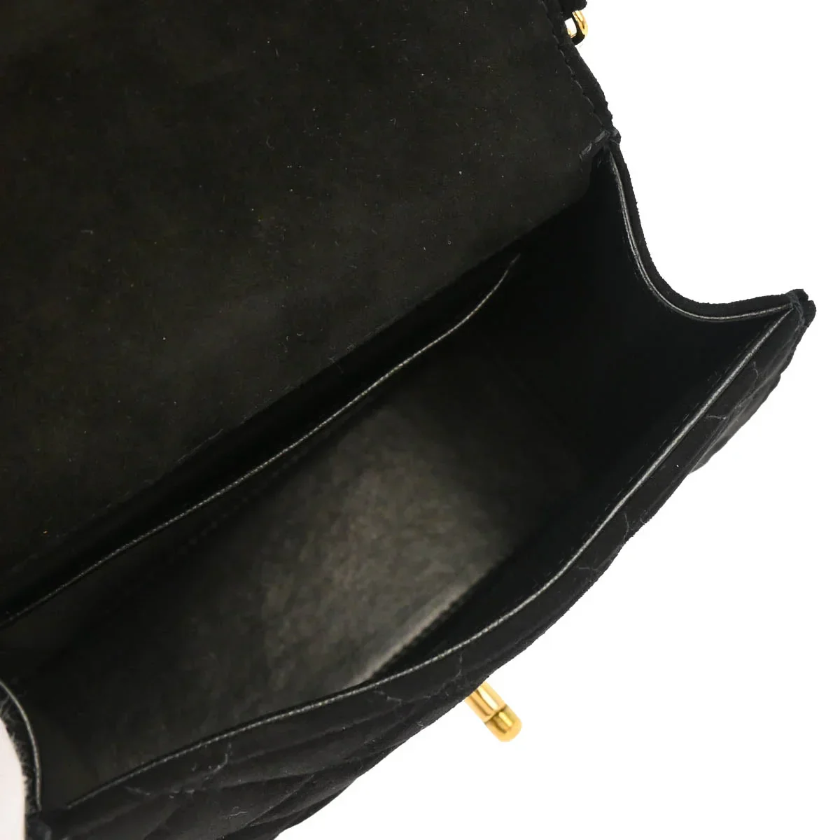 Chanel 1997-1999 Black Suede Single Flap Shoulder Bag - Image 4