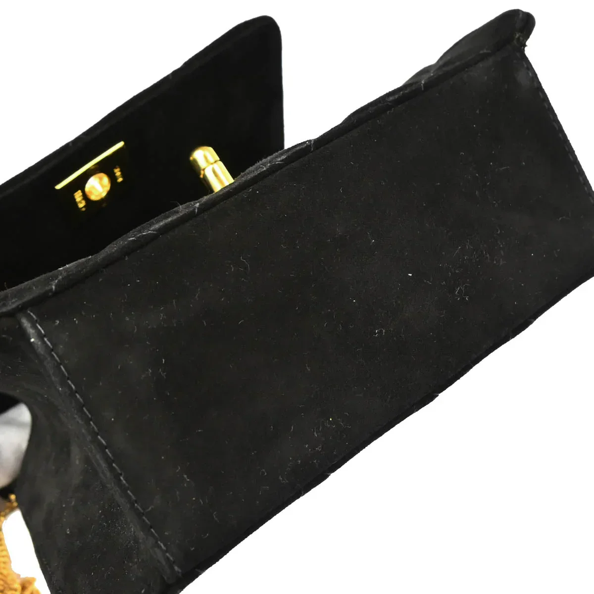 Chanel 1997-1999 Black Suede Single Flap Shoulder Bag - Image 5