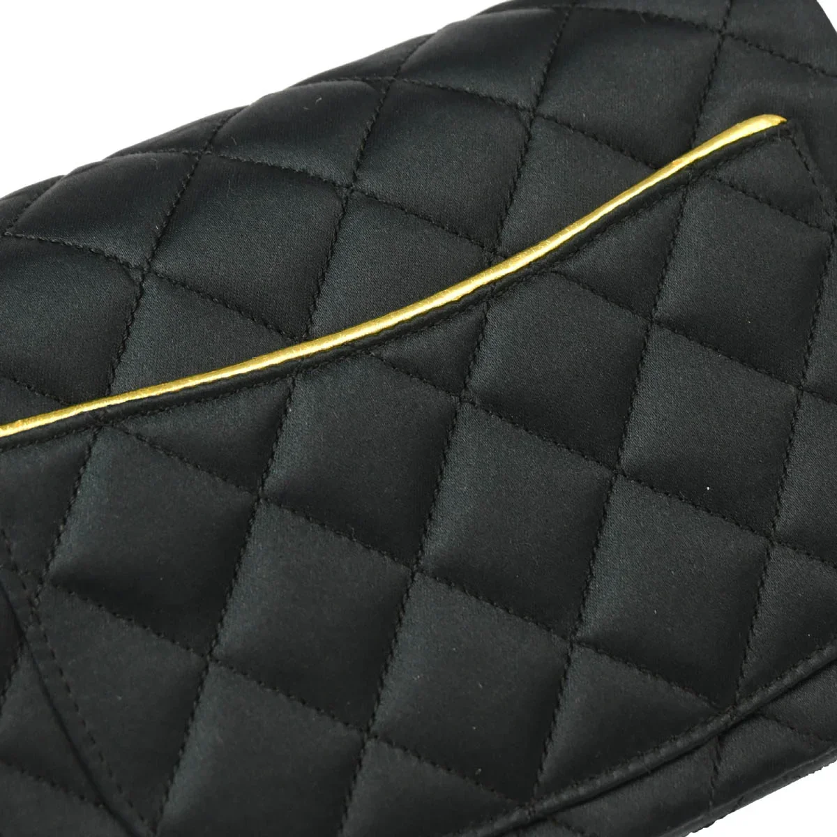 Chanel * 1989-1991 Black Satin Mini Classic Square Flap Shoulder Bag 17 - Image 7