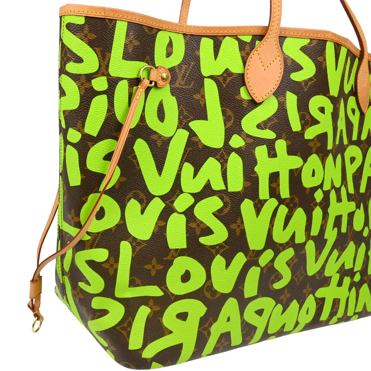 Louis Vuitton 2009 Green Monogram Graffiti Neverfull GM Tote M93703 - Image 3