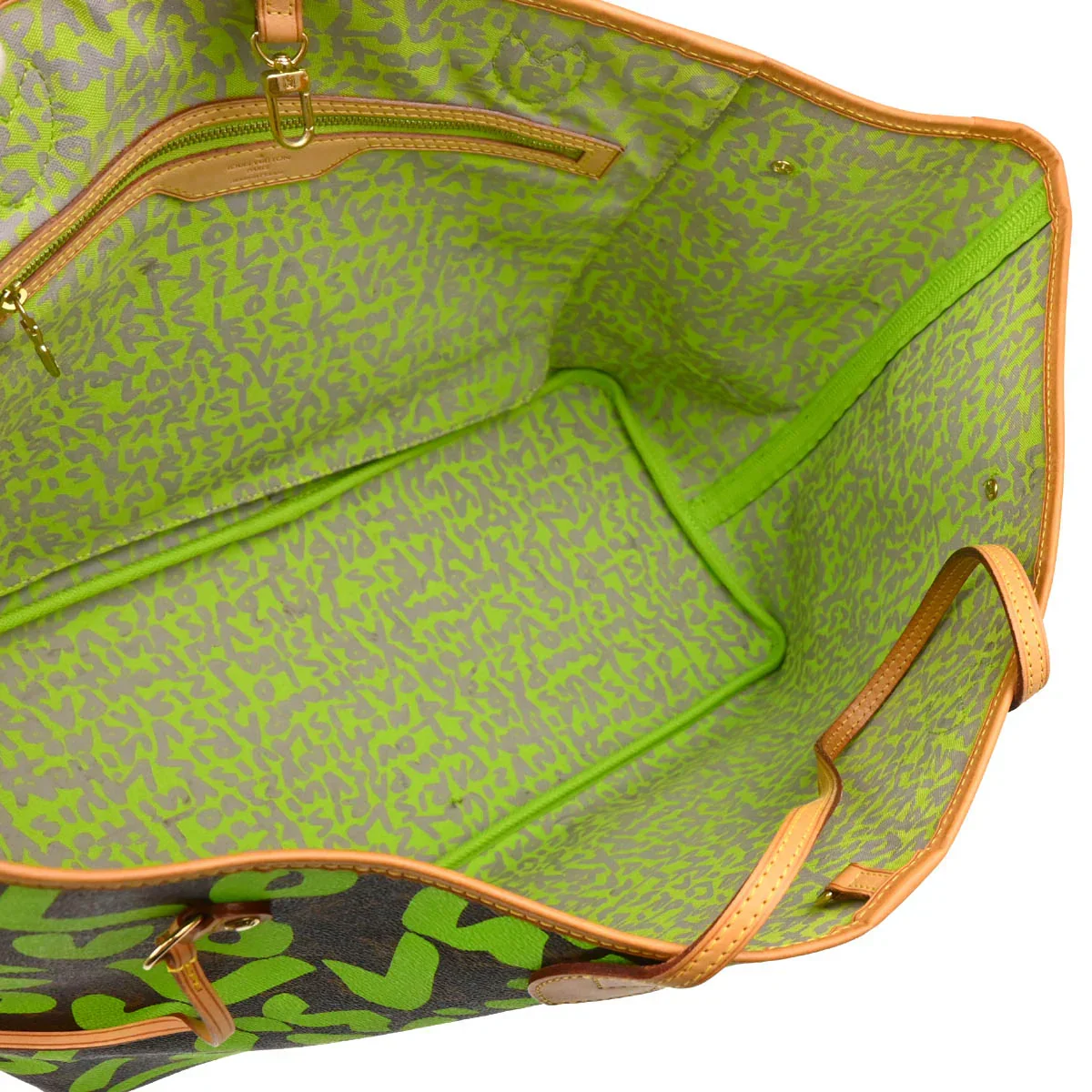 Louis Vuitton 2009 Green Monogram Graffiti Neverfull GM Tote M93703 - Image 4