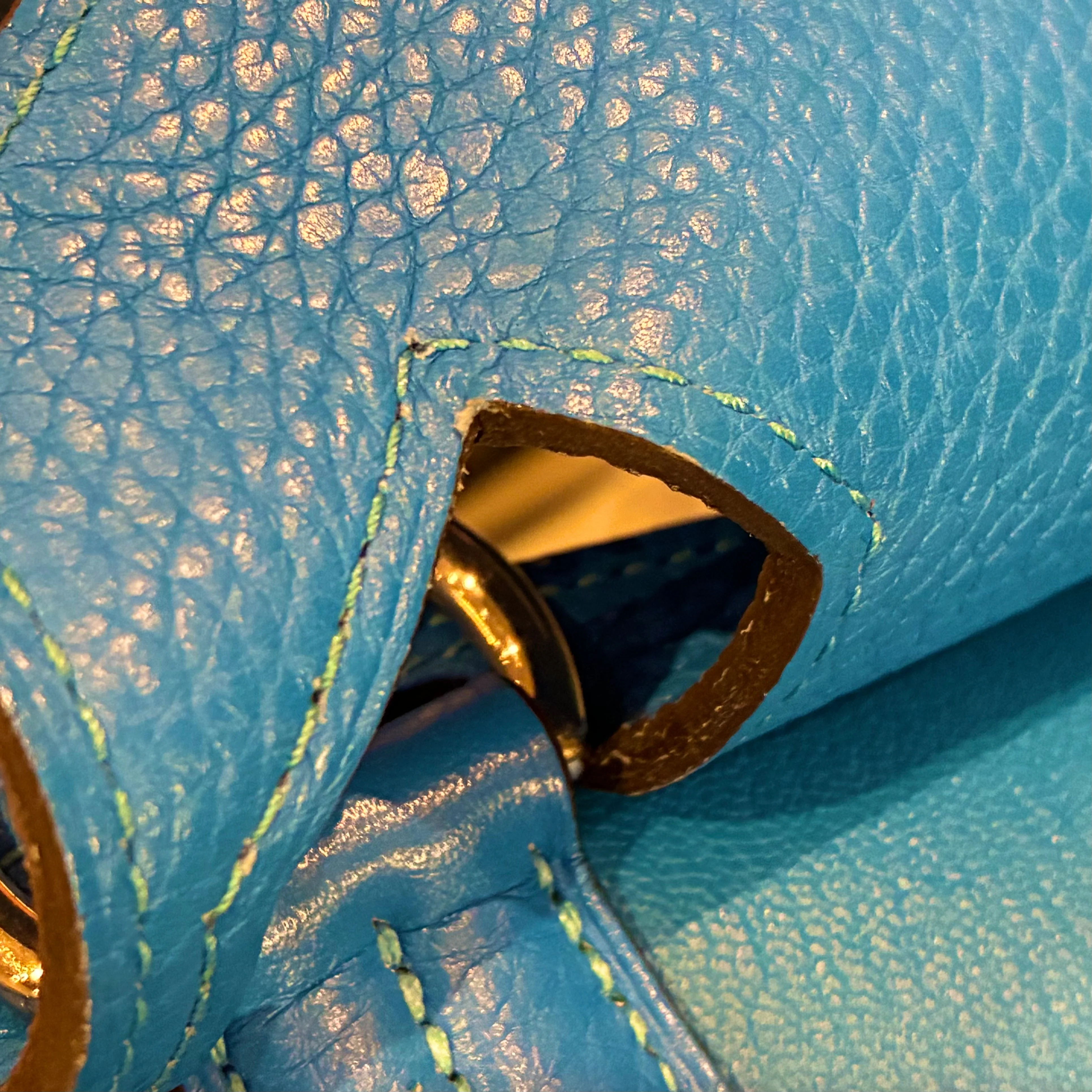 Hermes 2013 Blue Taurillon Clemence Jypsiere 34 Shoulder Bag - Image 12