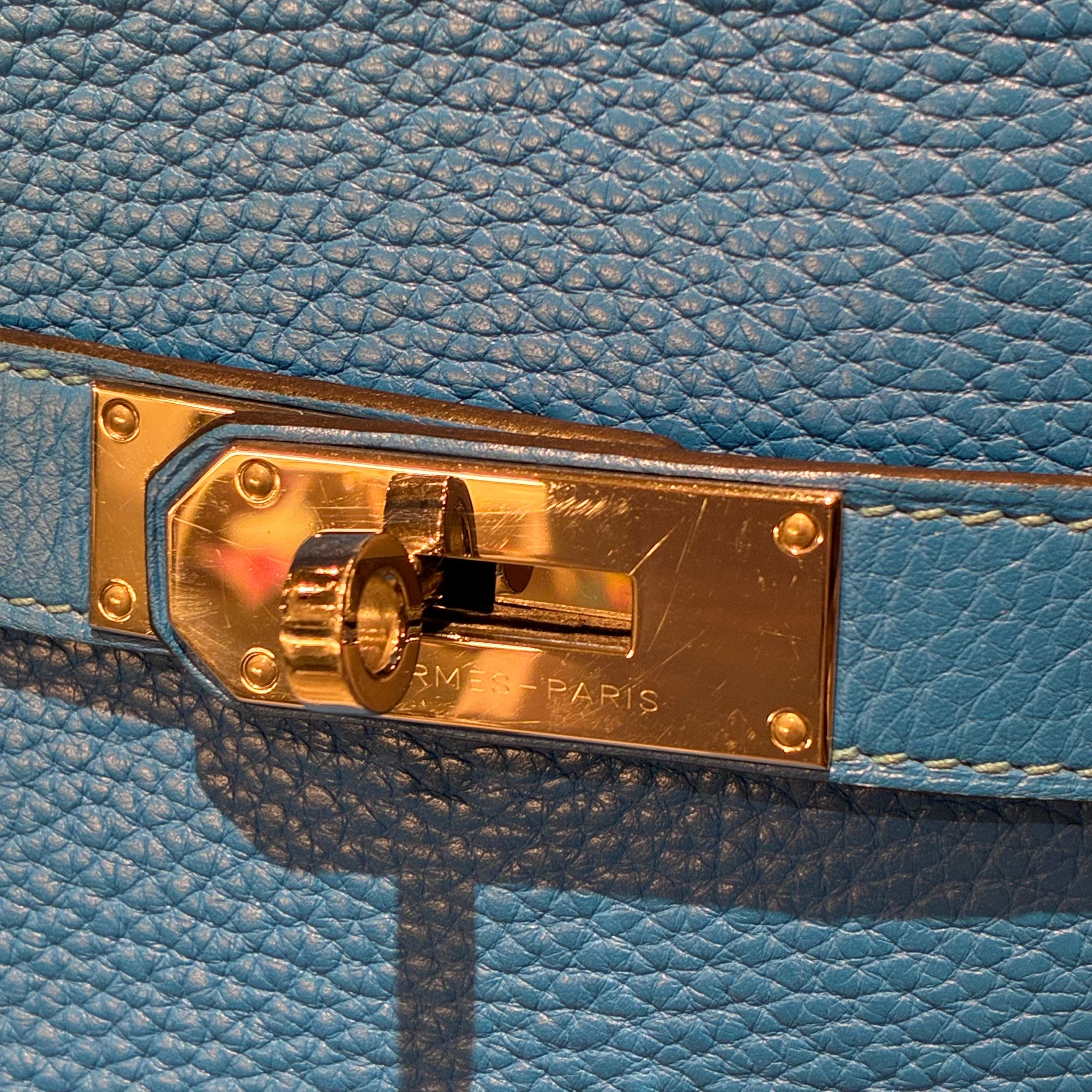 Hermes 2013 Blue Taurillon Clemence Jypsiere 34 Shoulder Bag - Image 13