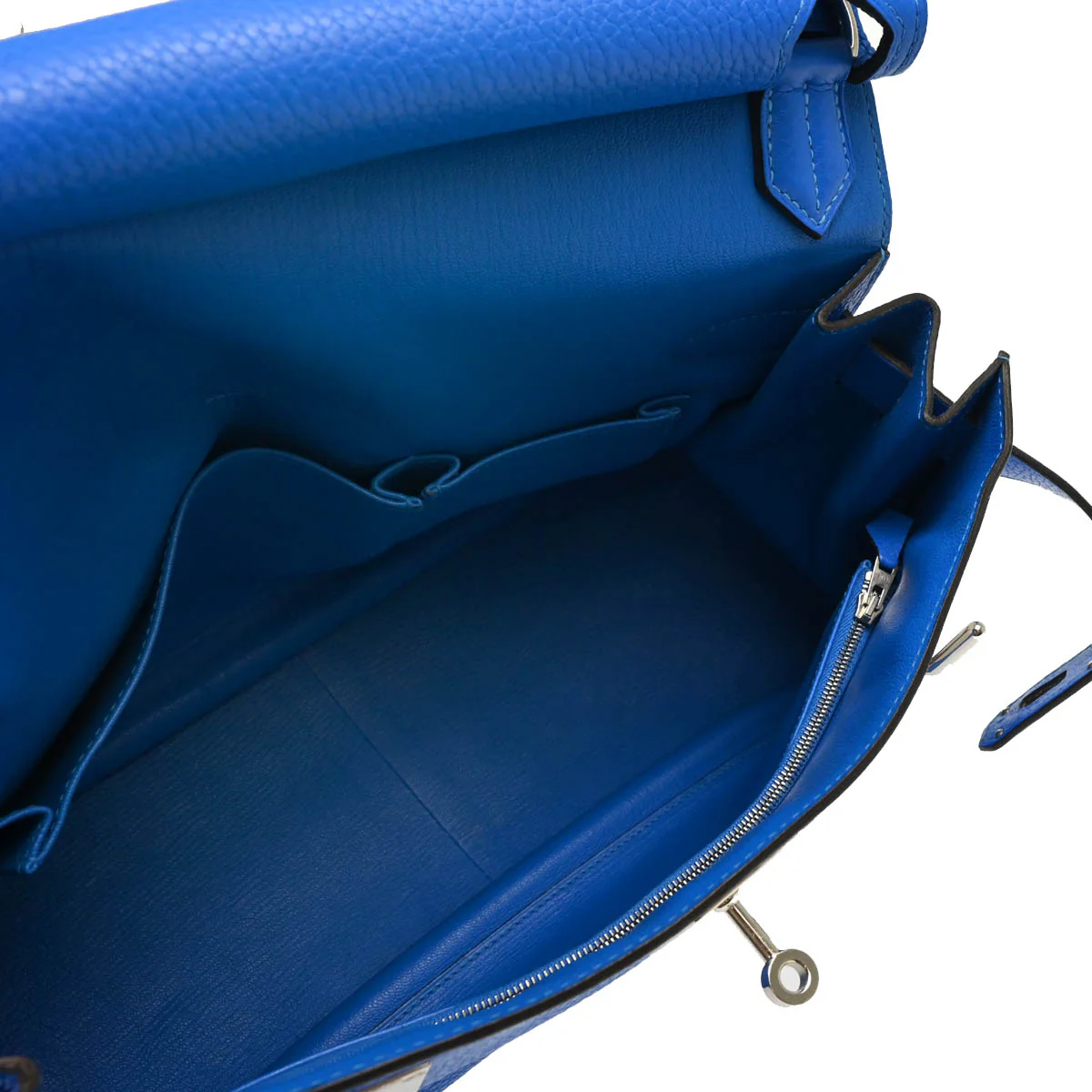 Hermes 2013 Blue Taurillon Clemence Jypsiere 34 Shoulder Bag - Image 4