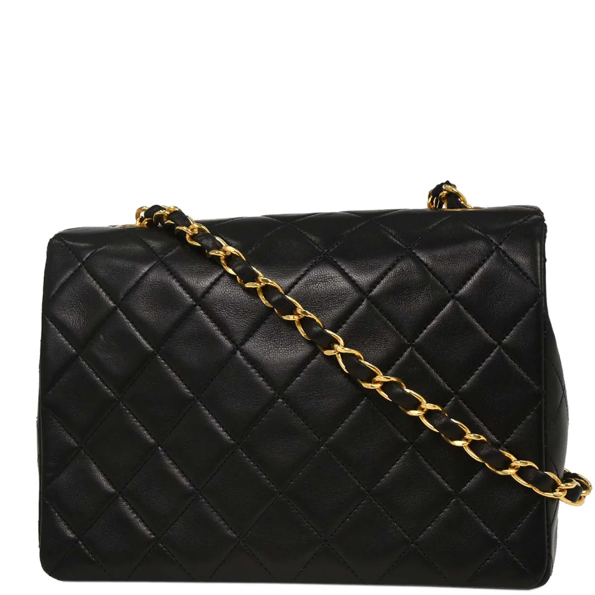 Chanel 1989-1991 Black Lambskin Classic Square Flap Shoulder Bag - Image 2
