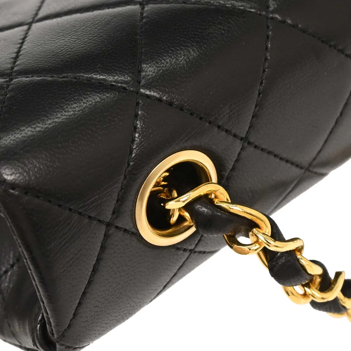 Chanel 1989-1991 Black Lambskin Classic Square Flap Shoulder Bag - Image 5