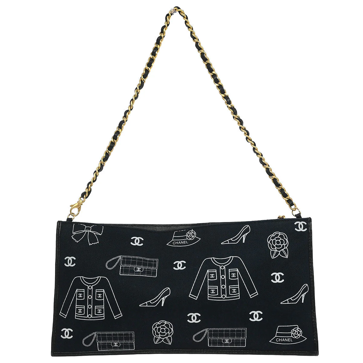 Chanel 2002-2003 Navy Canvas Icon Chain Handbag - Image 2