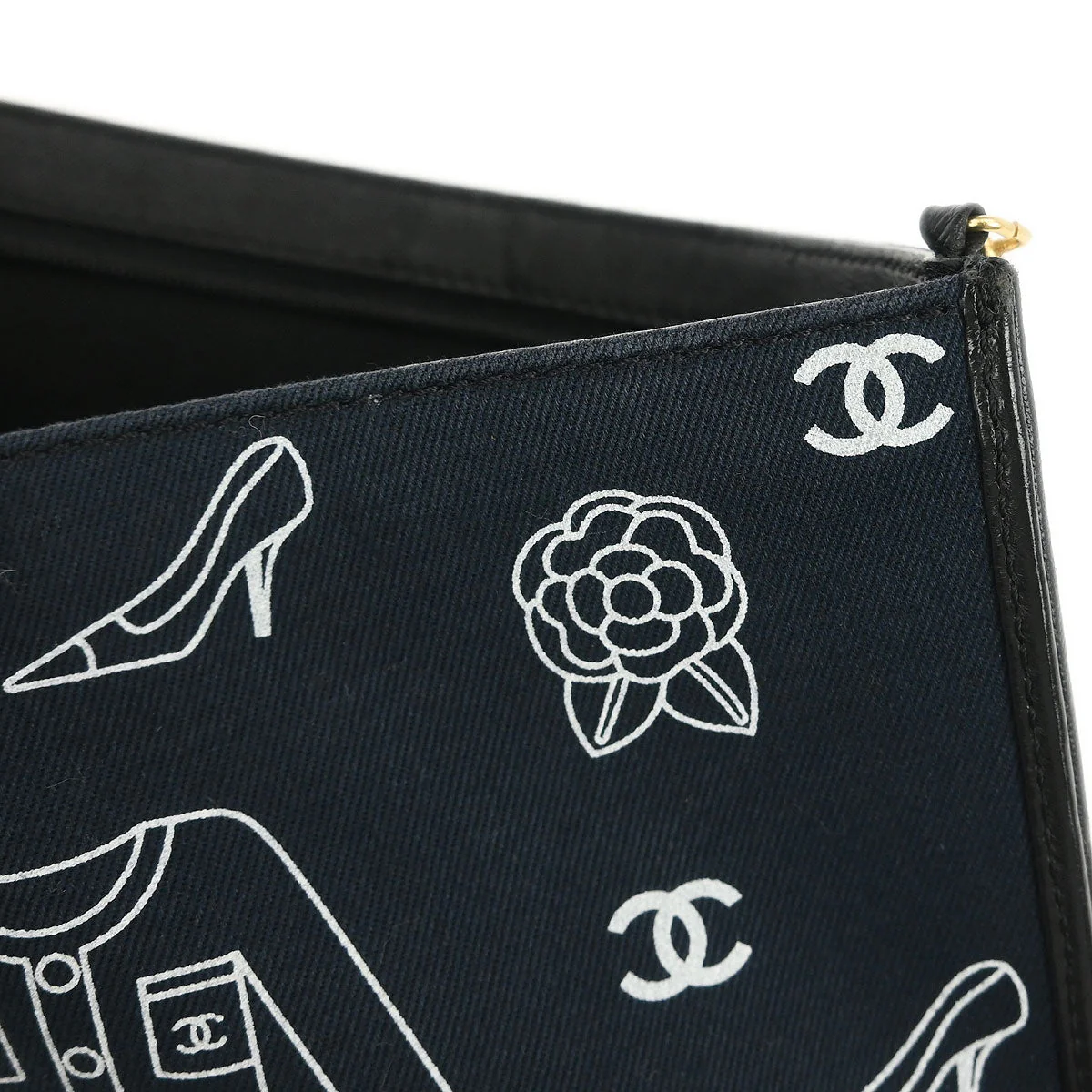 Chanel 2002-2003 Navy Canvas Icon Chain Handbag - Image 9