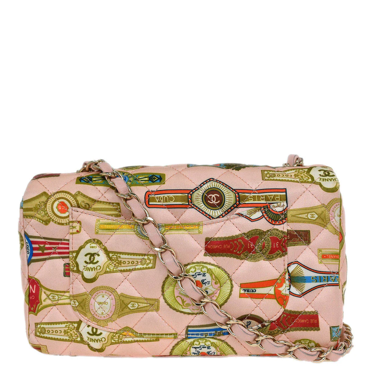 Chanel 2017 Pink Satin Cuba Cigare Print Shoulder Bag - Image 2