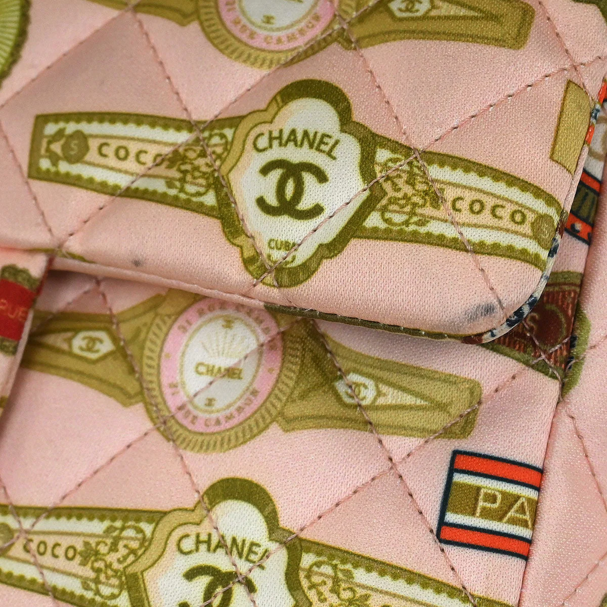 Chanel 2017 Pink Satin Cuba Cigare Print Shoulder Bag - Image 6