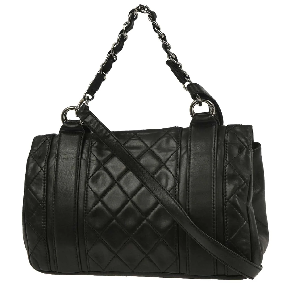 Chanel 2006-2008 Black Lambskin 2way Shoulder Handbag - Image 2