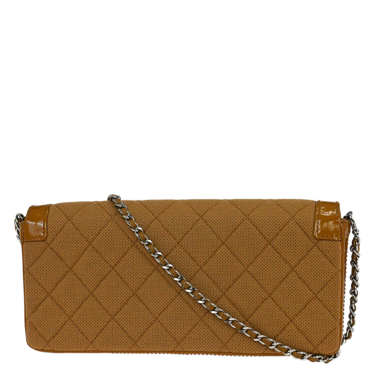 Chanel 2000-2002 Brown Cotton East West Mademoiselle Lock Shoulder Bag - Image 2