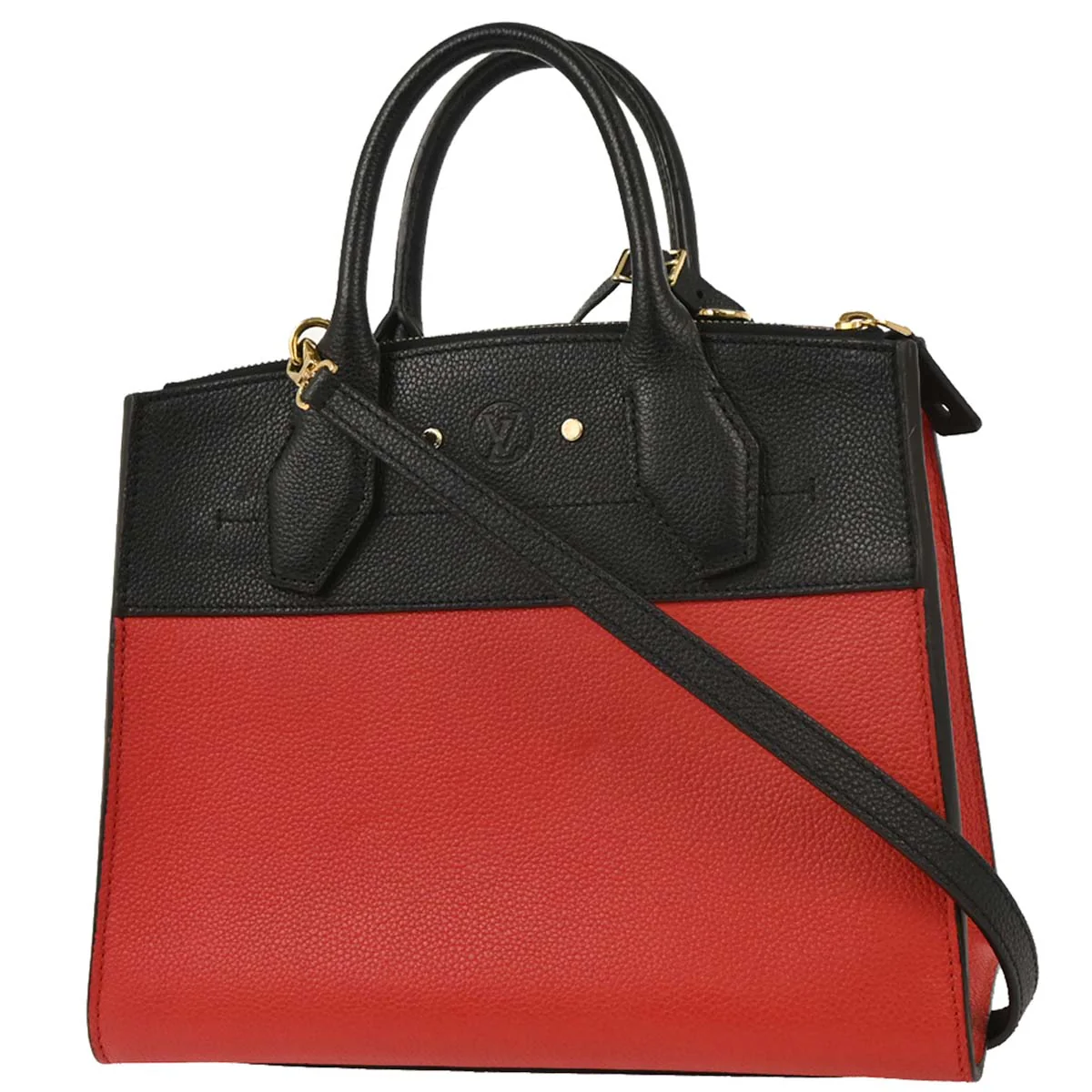Louis Vuitton Red Black City Steamer PM 2way Shoulder Handbag M54868 - Image 2