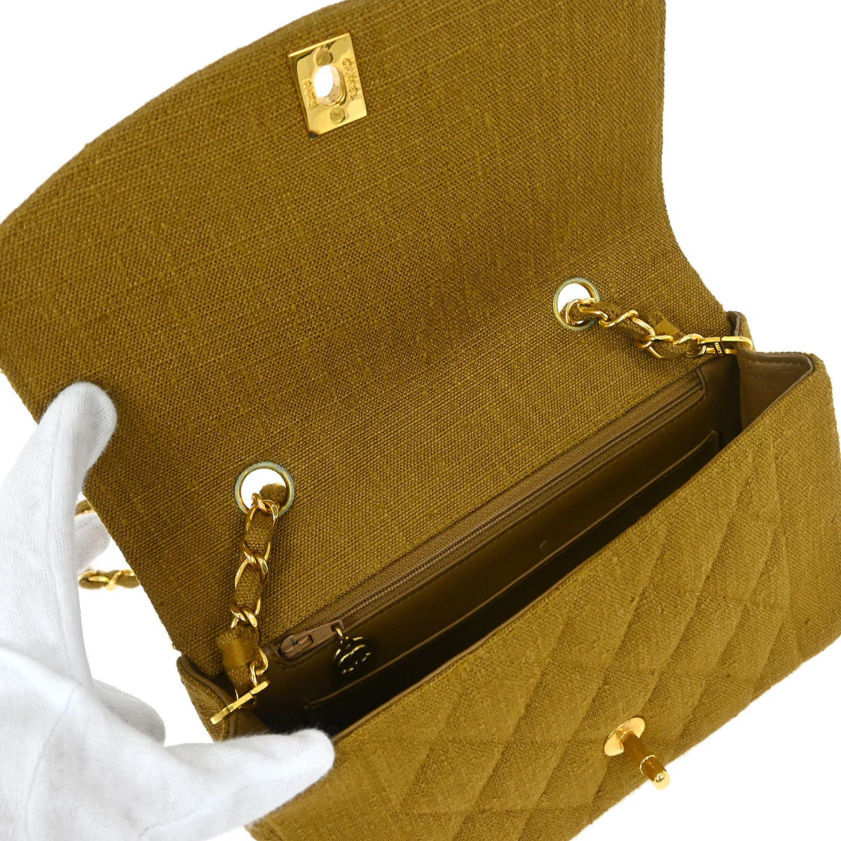 Chanel Brown Linen Small Diana Shoulder Bag - Image 5