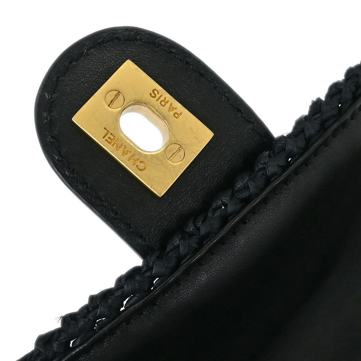 Chanel 2005-2006 Black Straw Shoulder Bag - Image 10