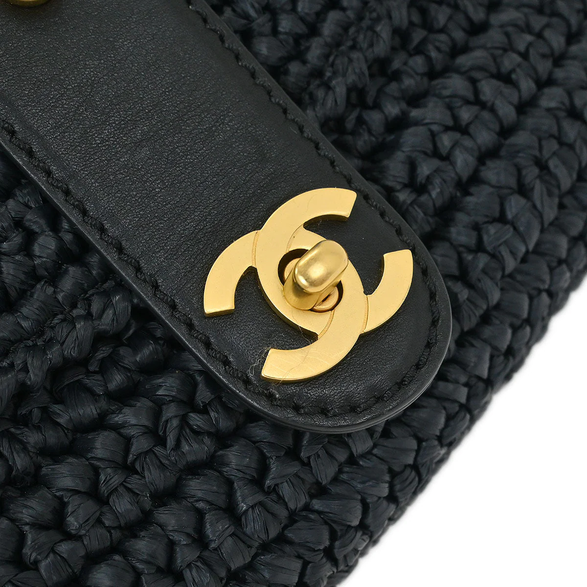 Chanel 2005-2006 Black Straw Shoulder Bag - Image 3
