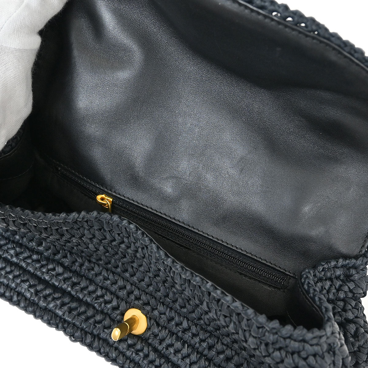 Chanel 2005-2006 Black Straw Shoulder Bag - Image 6