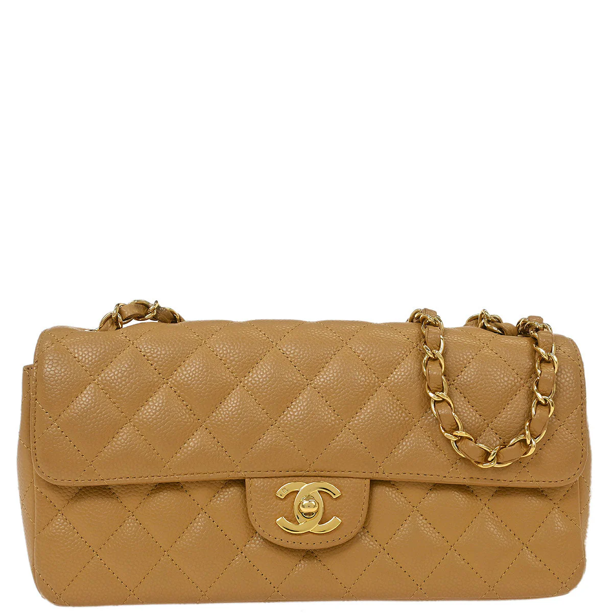 Chanel 2006-2008 Beige Caviar East West Shoulder Bag