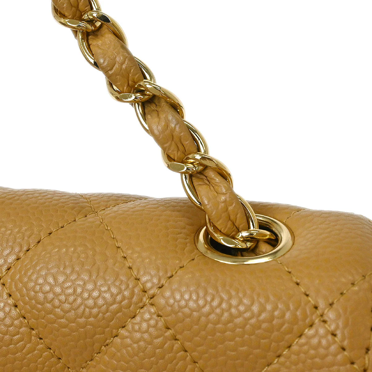 Chanel 2006-2008 Beige Caviar East West Shoulder Bag - Image 6