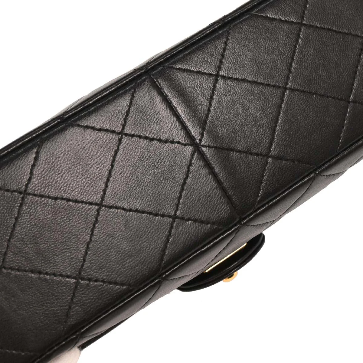 Chanel 1989-1991 Black Lambskin Classic Square Flap Shoulder Bag 20 - Image 3