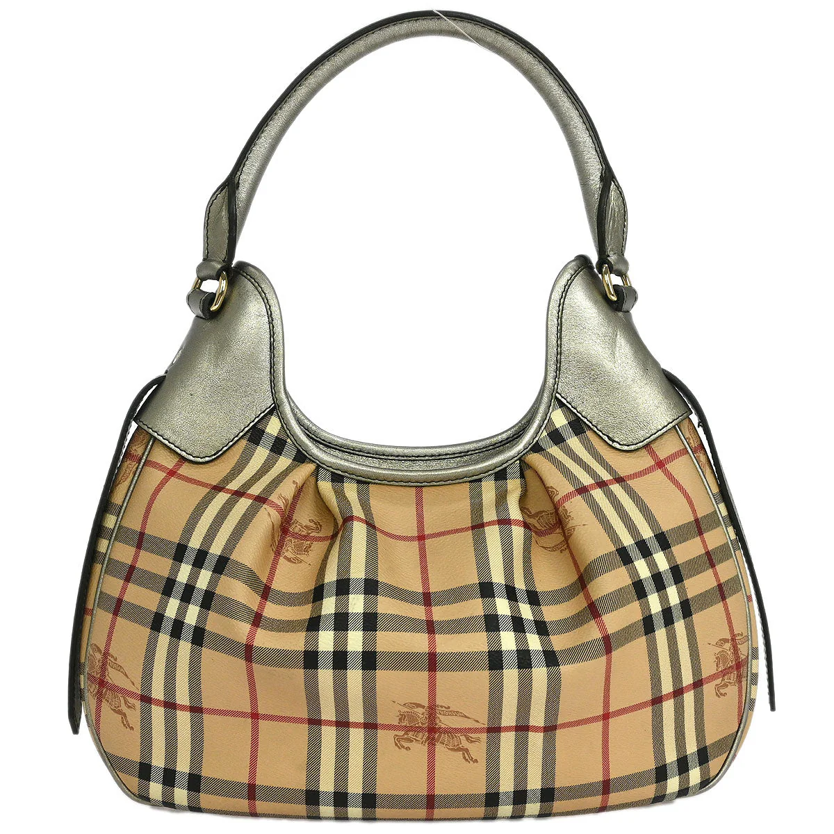 Burberry Beige Gold House Check Handbag - Image 2