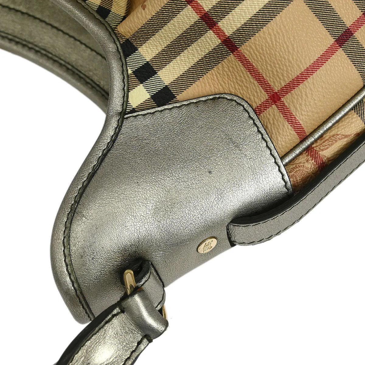 Burberry Beige Gold House Check Handbag - Image 5