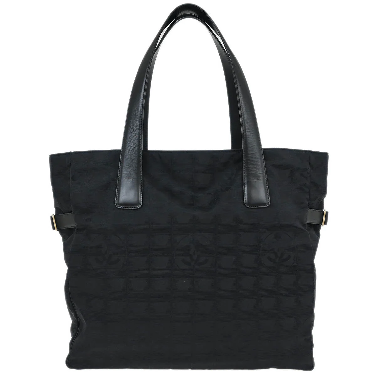 Chanel 2003-2004 Black Jacquard Nylon New Travel Line Tote Handbag