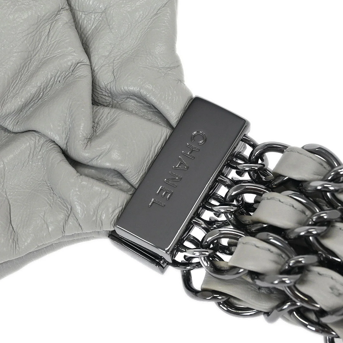 Chanel 2006-2008 Light Gray Lambskin Handbag - Image 5