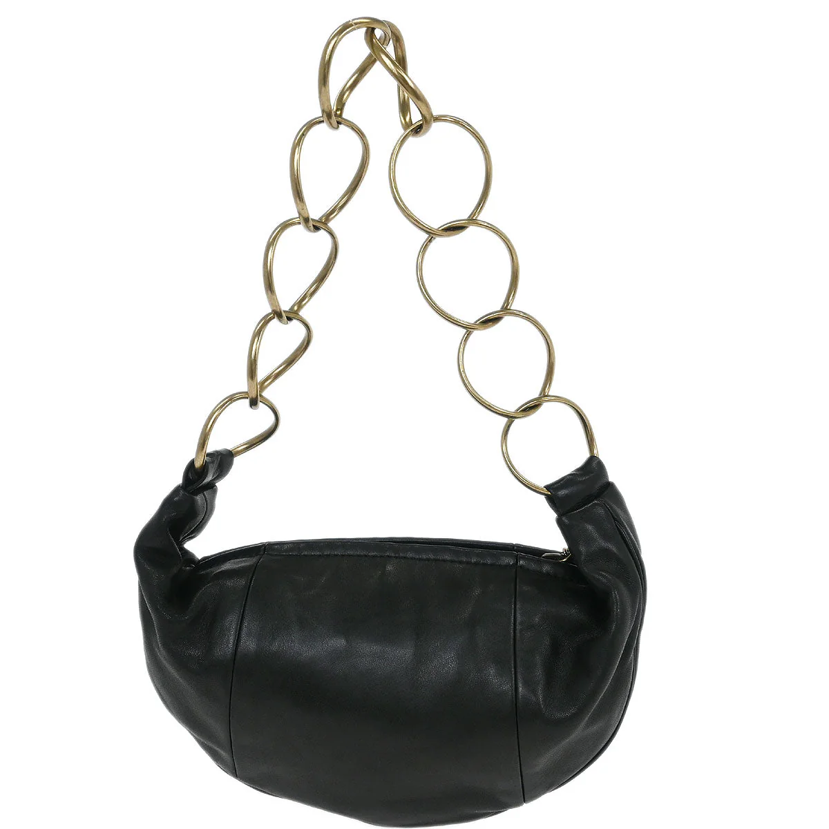 Chanel 2002-2003 Black Lambskin Chain Hobo Handbag - Image 2