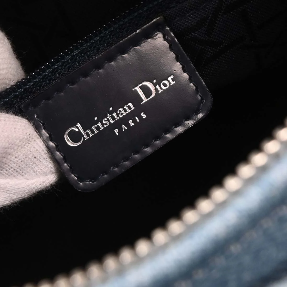Christian Dior Light Blue Denim Medium Lady Dior Cannage 2way Shoulder Handbag - Image 9